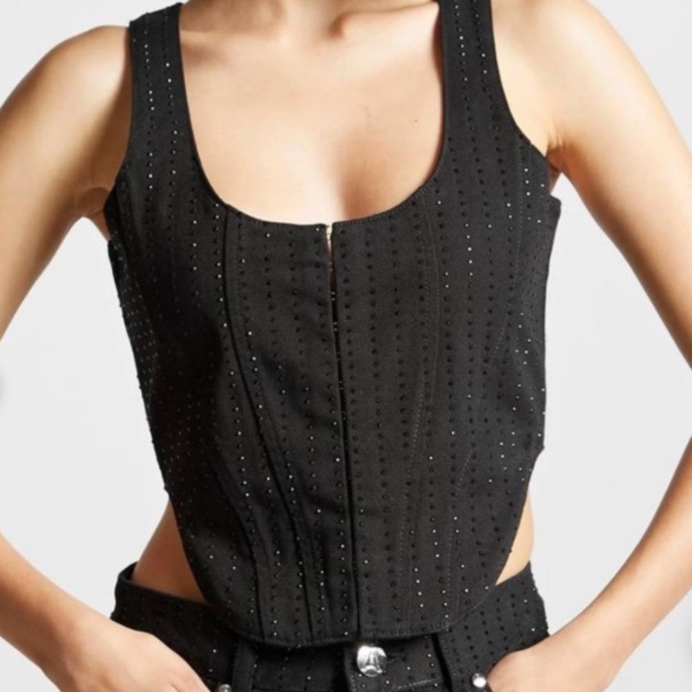 Maniere De Voir Black Textured Tank Top